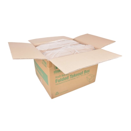 Amercareroyal Royal 7.75"x5.5"x3.5" #4 Kraft Folded Takeout Box, PK160 FTB4N